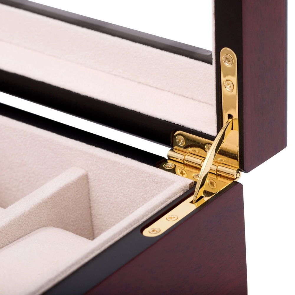 CHERRY WOOD DISPLAY WATCH BOX Jewelry Case WATCHES ⌚️⏱️ with key lock - Picture 4 of 10